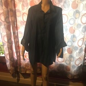 Denim Long Sleeve Button-up Pullover